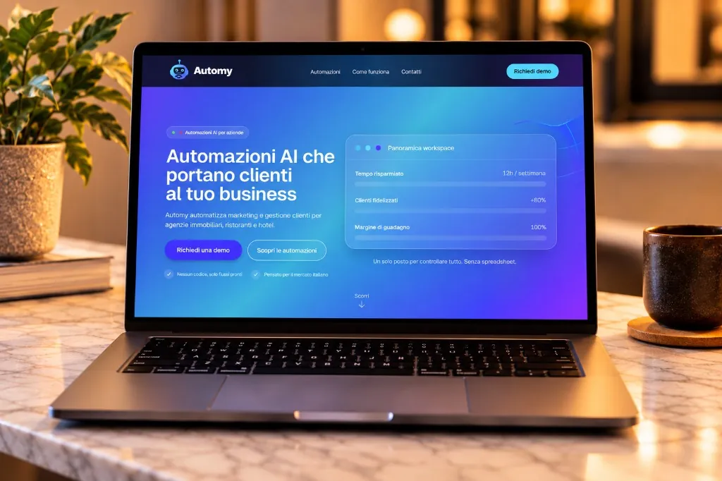 Sito Automy su laptop