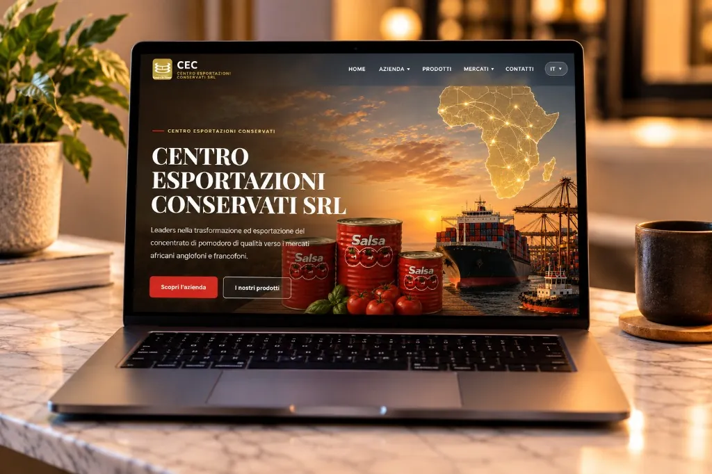Sito Centro Esportazioni Conservati su laptop