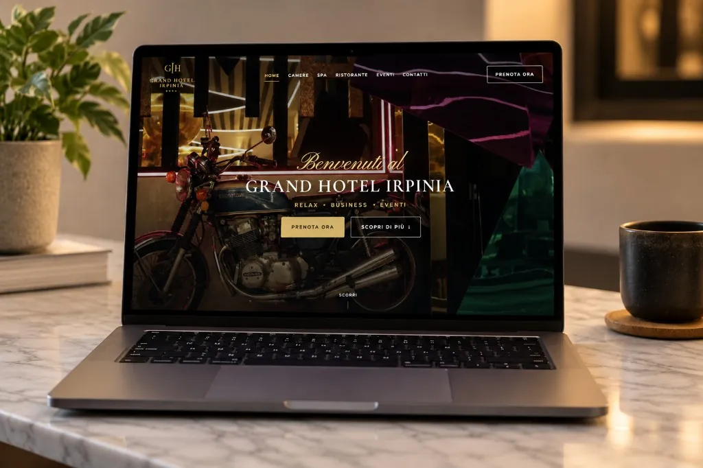 Sito del Grand Hotel Irpinia su laptop