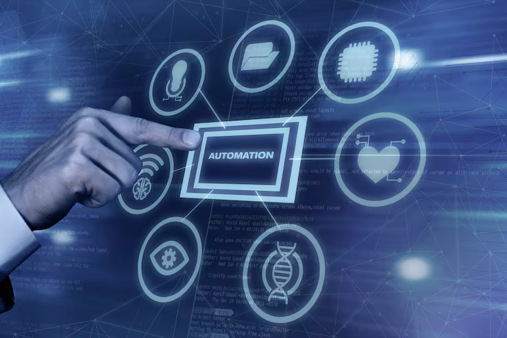 Interfaccia digitale sul tema automazione, AI e processi connessi